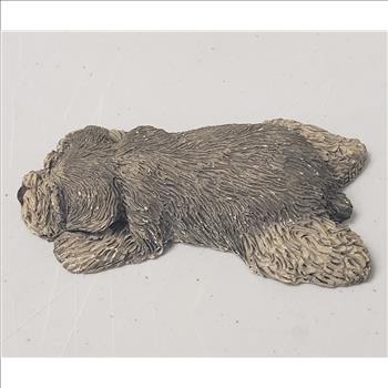 Vintage 1980s Sandicast Designed & Signed by Sandra Brue-Hand Casted Hand Painted Sleeping Lil Snoozer Dog Figurine 4