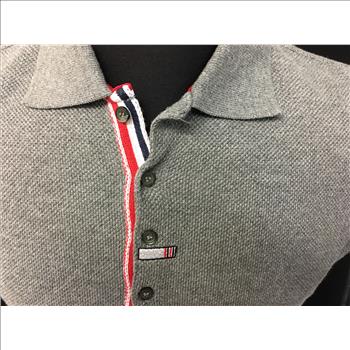 THOM BROWNE SHORT SLEEVE POLO SHIRT IN GREY, 3