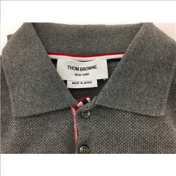 THOM BROWNE SHORT SLEEVE POLO SHIRT IN GREY, 3