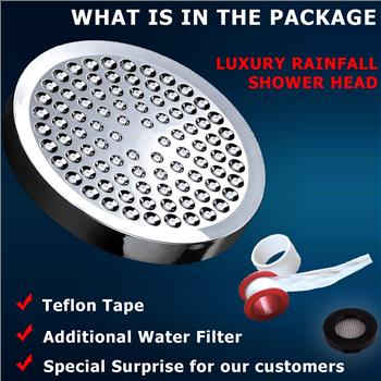 Shower Head - Rainfall High Pressure 6” - Rain High Flow Fixed Luxury Chrome Shower-head