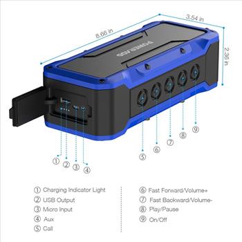 Poweradd MusicFly Indoor/Outdoor Portable Wireless Bluetooth Speaker Blue