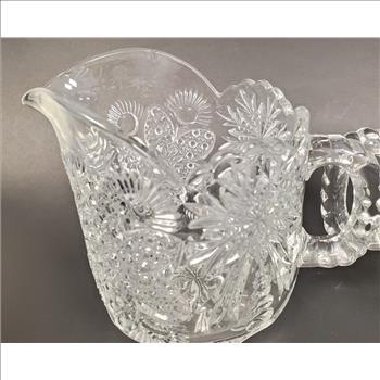 Vintage EAPG Star Medallion Imperial Glass Sugar Bowl and Creamer