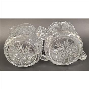 Vintage EAPG Star Medallion Imperial Glass Sugar Bowl and Creamer
