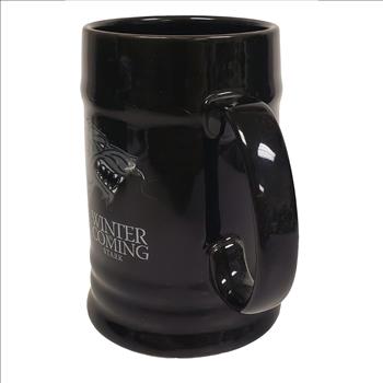  HBO Game of Thrones Winter Is Coming House Stark Ceramic Stein Mug Direwolf