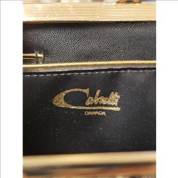 Vintage Cabrelli Canada Floral Woven Jacquard Fabric Leather Handle Women's Crossbody/Shoulder Bag