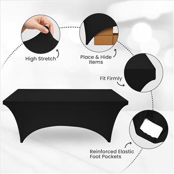 Utopia - 2 Pack - 4 ft Spandex Table Cloth - Rectangle