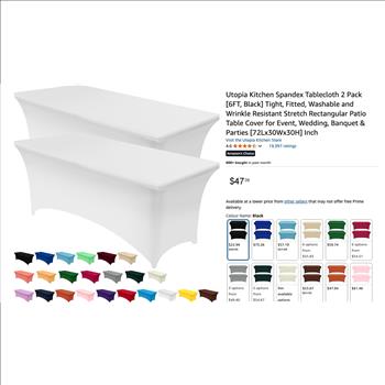 Utopia - 2 Pack - 6 ft Spandex Table Cloth - Rectangle