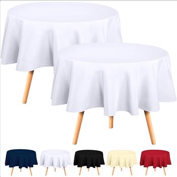 Utopia Kitchen White Round Table Cloth 2 Pack 70 inch