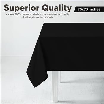 Utopia Kitchen Square Table Cloth 70 x 70 inch - Black