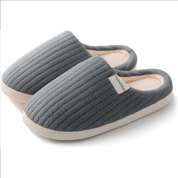 Huxmeyson Fuzzy Anti Skid Slippers - Size 9-10 - Gray