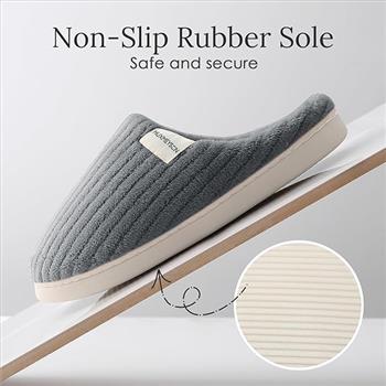 Huxmeyson Fuzzy Anti Skid Slippers - Size 9-10 - Gray