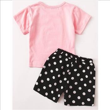 Baby Girl Cartoon Rabbit Tee and Polka Dot Short Size 2Y