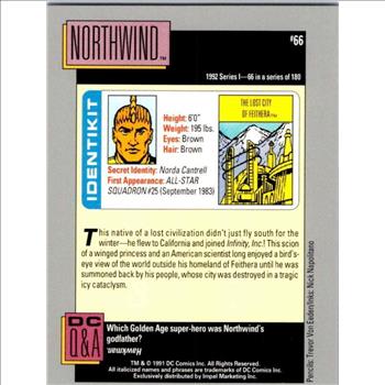 1991 Impel DC Comics Cosmic Inaugural Edition Comic Cards #66 Northwind