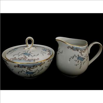 Porcelain Japan Sugar Bowl With Lid And Creamer Pitcher