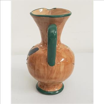 Hand Painted Glazed Floral Design Moriage Accent Pottery Vase/Pitcher 6