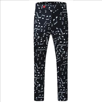 Music Notes Print Pants Black Size - M