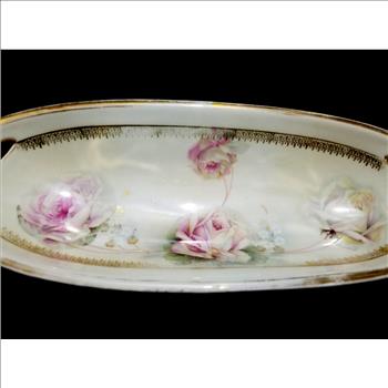 VTG Hand Painted German Porcelain Serving Oval Dish