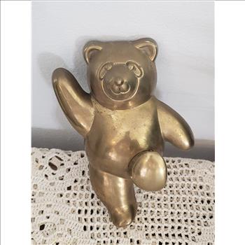 VTG Solid Brass Teddy Bear  Wall Hanging