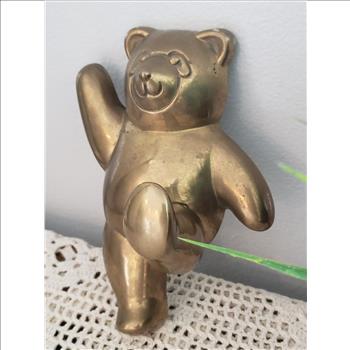 VTG Solid Brass Teddy Bear  Wall Hanging