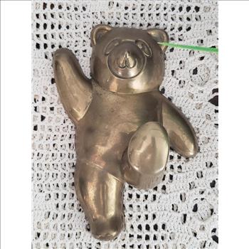 VTG Solid Brass Teddy Bear  Wall Hanging