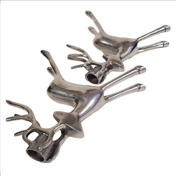 Vintage Canada Metal Reindeer Candle Holder Set