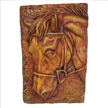 Vintage USA 3D Heavy Ceramic Horse Head Wall Plaque 10