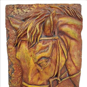 Vintage USA 3D Heavy Ceramic Horse Head Wall Plaque 10