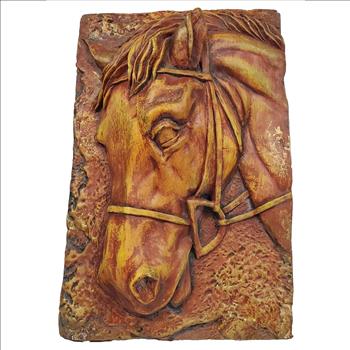 Vintage USA 3D Heavy Ceramic Horse Head Wall Plaque 10