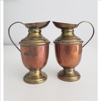 Vintage Copper Brass Mini Pitcher, Set of 2 