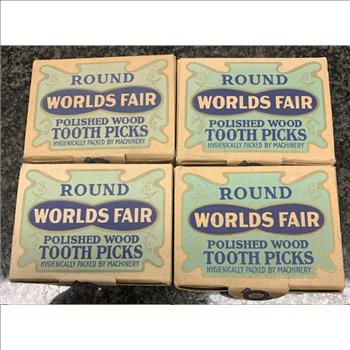 Toothpicks Worlds Fair Round Polished Wood Made in Maine 1900's