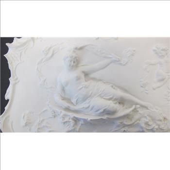 Vintage Plaster Rococo Style Decoration of Venus and Cherub Hanging Plaque 