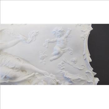 Vintage Plaster Rococo Style Decoration of Venus and Cherub Hanging Plaque 