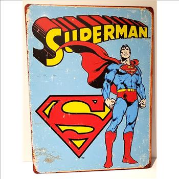 Vintage Looking Superman Metal Sign 12
