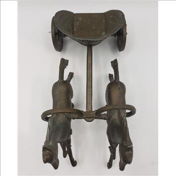 VTG  2 Brass Horses Pulling a Chariot/Carriage Sculpture