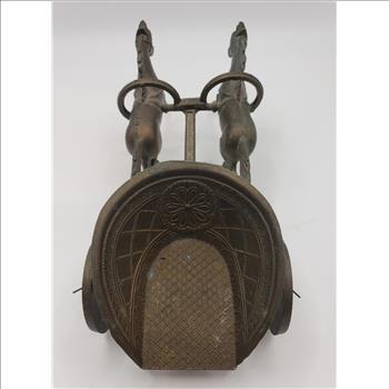 VTG  2 Brass Horses Pulling a Chariot/Carriage Sculpture