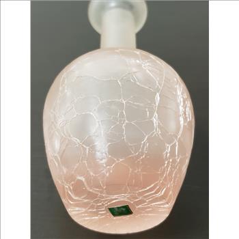 Vintage Satin Pink Crackle Glass Perfume Bottle No Stopper 5.5