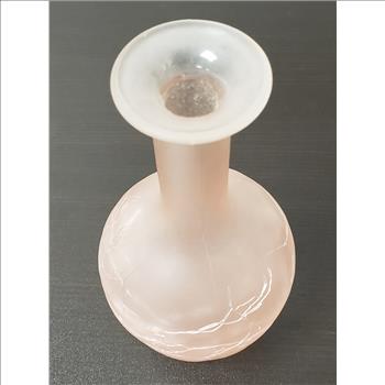 Vintage Satin Pink Crackle Glass Perfume Bottle No Stopper 5.5