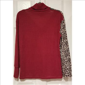 Women Fashion Print Patchwork V-Turtleneck Sweater Size - XL