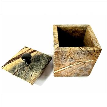 Vintage Hand Made Genuine Marble Trinket Box With Lid
