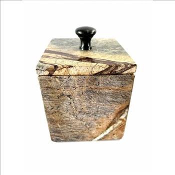 Vintage Hand Made Genuine Marble Trinket Box With Lid
