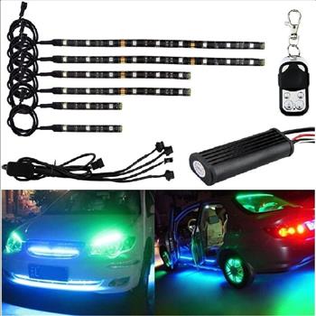 6pc 18Color LED Car Motorcycle Chopper Frame Glow Light Flexible Neon Strips Kit