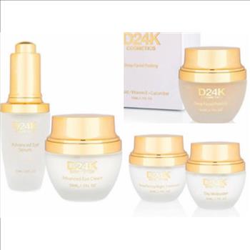 D24K by D'or 24K DAY AND Night CREAM FACIAL PEEL 24K Advanced Plus Eye Treatment Bundle, Set of 5 (YOUR DAILY ROUTINE) RETAIL VALUE $1515