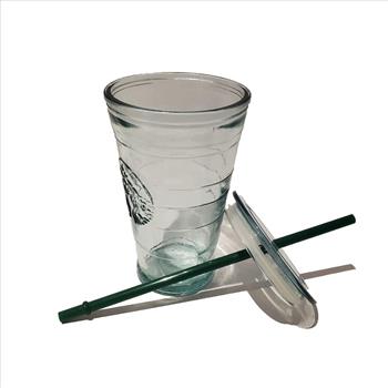Starbucks 16 oz Grande Recycled Glass Cold Cup Tumbler & Lid Made in Spain