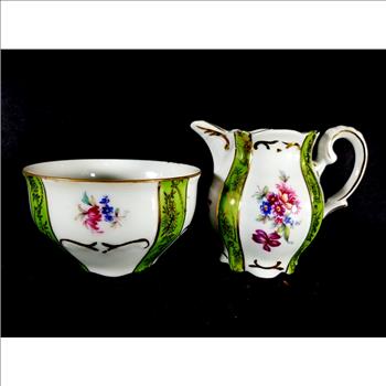 German Fine Bone China Sugar Bowl & Creamer
