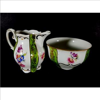 German Fine Bone China Sugar Bowl & Creamer
