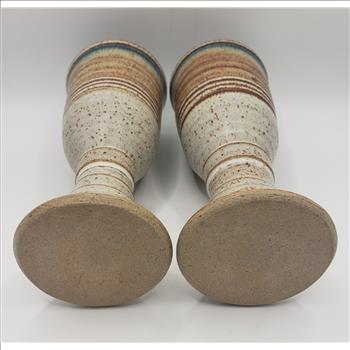 VTG Pair of Pottery Goblets Signed