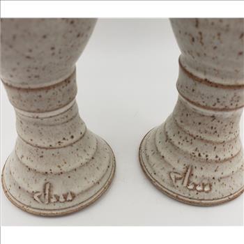 VTG Pair of Pottery Goblets Signed