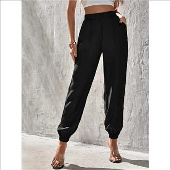 Solid SHEIN Pocket Side Pants - Size L