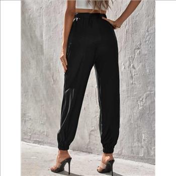 Solid SHEIN Pocket Side Pants - Size L