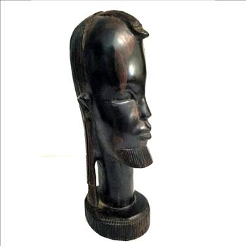 Vintage African Ebony Wood Tribal Carving Sculpture Bust